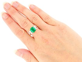 Emerald Cut Emerald Engagement Ring wearing