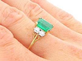 Emerald Cut Emerald Engagement Ring on hand