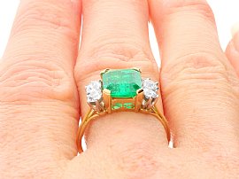 Emerald Cut Emerald Engagement Ring Wearing