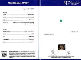 Emerald Cut Emerald Engagement Ring certificate 