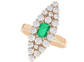 1920s Emerald and 2.04ct Diamond Ring in 9ct Yellow Gold