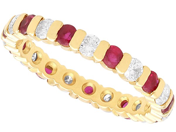 Ruby and Diamond Eternity Ring in Yellow Gold