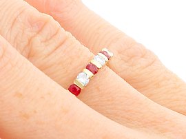 Ruby and Diamond Eternity Ring in Yellow Gold