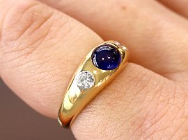 wearing sapphire ring 