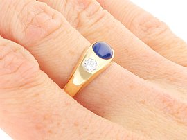 wearing sapphire ring