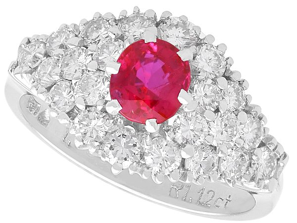 Vintage Ruby and Diamond Cluster Ring for Sale