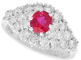 Vintage 1.12ct Ruby and 1.33ct Diamond, 18ct White Gold Dress Ring