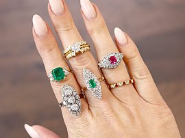 gemstone rings being worn