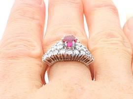 wearing ruby cluster ring