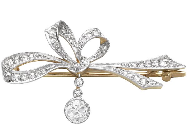 Antique Diamond Bow Brooch Pin for Sale