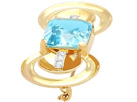 aquamarine diamond brooch