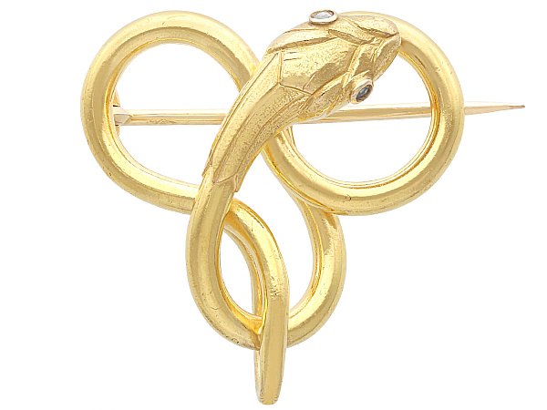 Antique Gold Snake Brooch for Sale