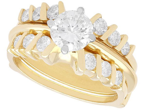 Wedding and Engagement Ring Set Gold for Sale