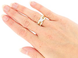 Wedding and Engagement Ring Set Gold wearing