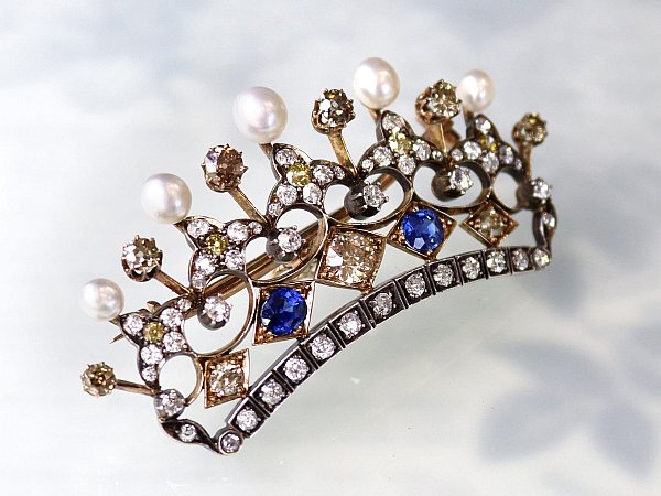 gemstone crown brooch 