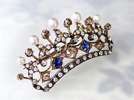 Antique Crown Brooch with Gemstones