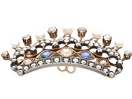 sapphire pearl and diamond brooch 