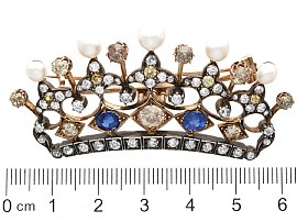 Antique Crown Brooch with Gemstones size