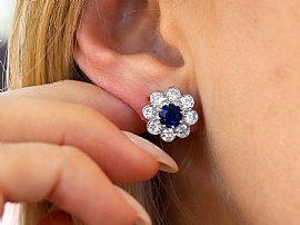 Blue Sapphire Cluster Earrings