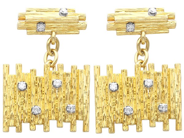 Vintage 18ct Gold Cufflinks with Diamonds