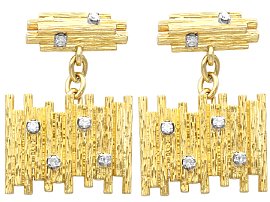 Vintage 18ct Yellow Gold and Diamond Cufflinks