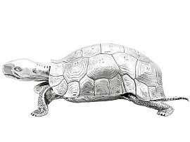 Antique Sterling Silver Tortoise Inkwell; C8929