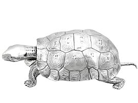 Rare Antique Silver Turtle Inkwell 