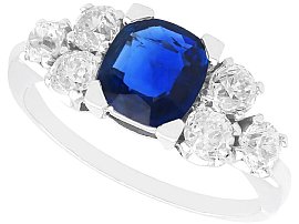 1930s 1.35ct Sapphire and 0.90ct Diamond Ring in Platinum