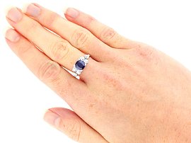 wearing 1930s Sapphire and Diamond Ring