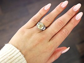 Oval Yellow Sapphire Ring in Platinum for Sale