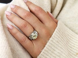 Oval Yellow Sapphire Ring in Platinum for Sale