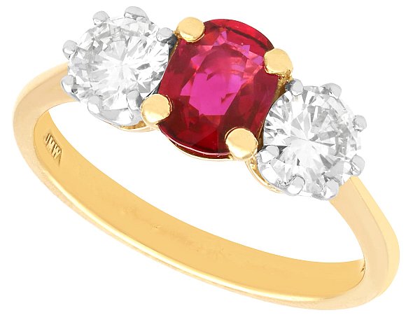 Ruby and Diamond Trilogy Ring in Yellow Gold