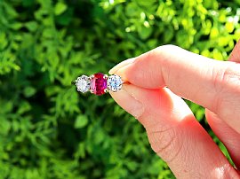 Ruby and Diamond Trilogy Ring in Yellow Gold Outside