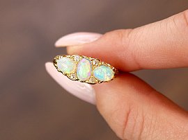 Three Stone Opal Ring in Yellow Gold