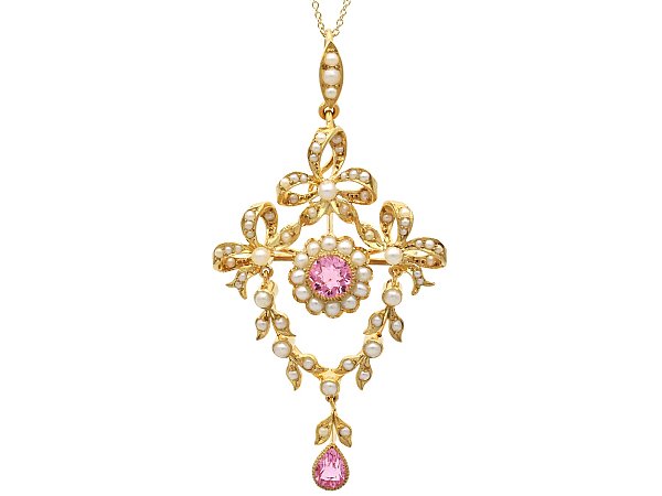 Pink Tourmaline Pendant in Yellow Gold