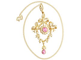 Pink Tourmaline Pendant in Yellow Gold