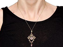 Pink Tourmaline Pendant in Yellow Gold