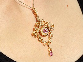 Pink Tourmaline Pendant in Yellow Gold