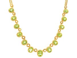 Antique 14.50ct Peridot and Pearl, 18ct Yellow Gold Necklace