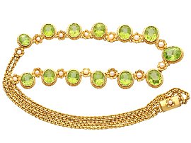 Gold Peridot Necklace with Pearls