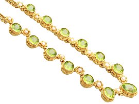 Gold Peridot Necklace with Pearls