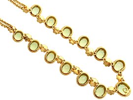 Gold Peridot Necklace with Pearls reverse 