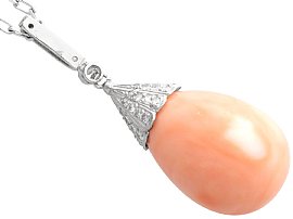 Antique Coral Pendant in Platinum