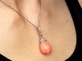 wearing coral necklace antique for sale