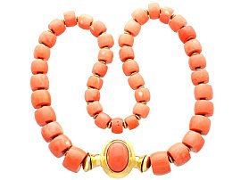 Vintage Coral Bead and 18ct Yellow Gold Necklace