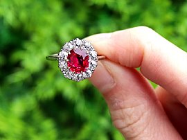 Thai Ruby Ring With Diamonds Outside