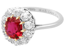 Gold Ruby and Diamond Cluster Ring for Sale