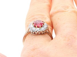 Gold Ruby and Diamond Cluster Ring Modelled