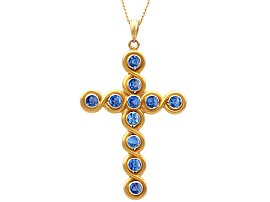 Blue Sapphire Cross Pendant