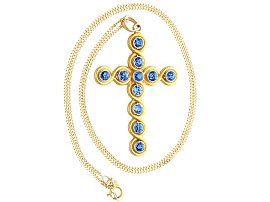 Blue Sapphire Cross Pendant